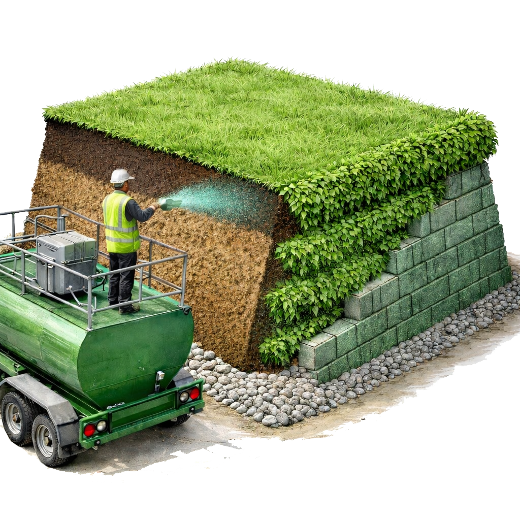 Intervento di idrosemina su scarpata - rinverdimento professionale Lombardia